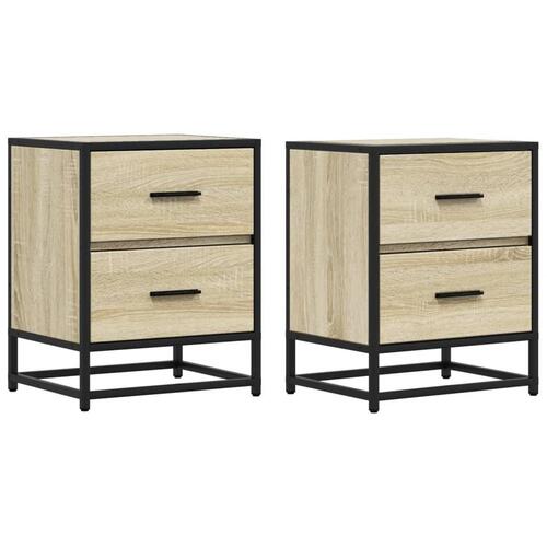 Sengeborde 2 stk. 40x31x50 cm konstrueret træ sonoma-eg