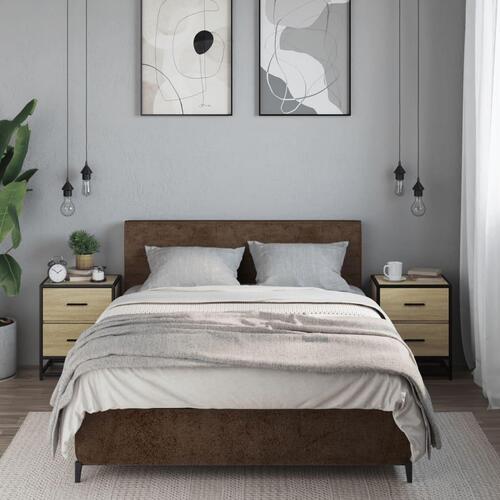Sengeborde 2 stk. 40x31x50 cm konstrueret træ sonoma-eg