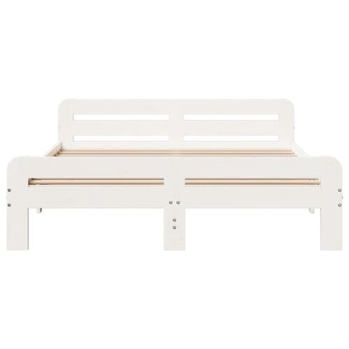 Sengeramme uden madras 140x190 cm massivt fyrretræ hvid