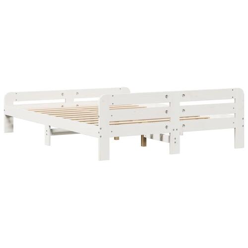 Sengeramme uden madras 140x190 cm massivt fyrretræ hvid