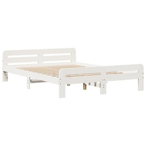 Sengeramme uden madras 150x200 cm massivt fyrretræ hvid