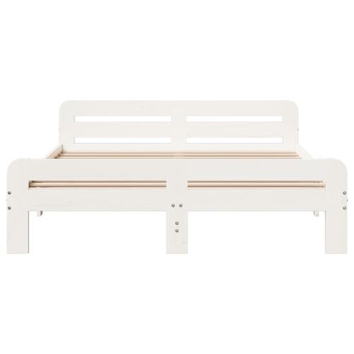 Sengeramme uden madras 150x200 cm massivt fyrretræ hvid