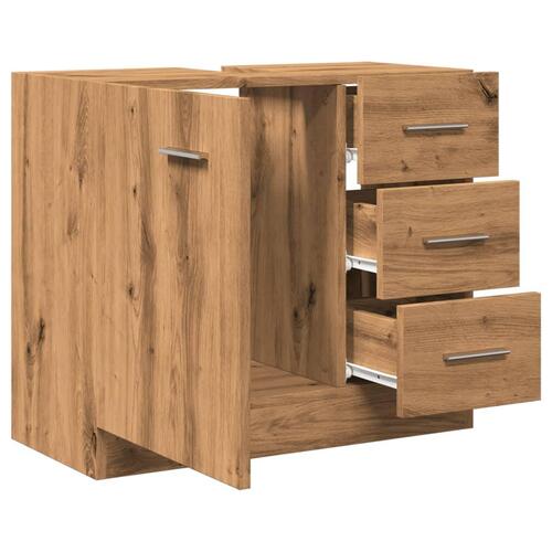 Underskab til vask 63x30x54 cm konstrueret træ gammelt eg