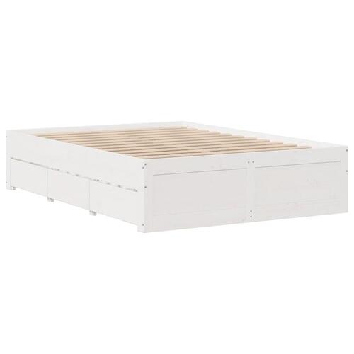 Sengeramme m. skuffer 140x200 cm uden madras massivt fyr hvid