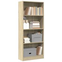 Bogreol 60x24x143 cm konstrueret træ sonoma-eg