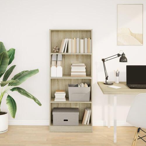 Bogreol 60x24x143 cm konstrueret træ sonoma-eg