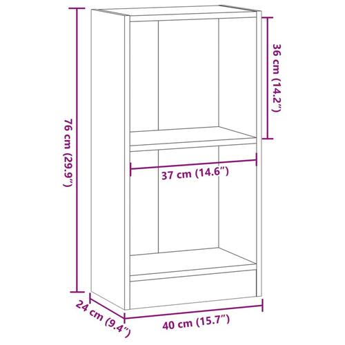 Bogreol 40x24x76 cm konstrueret træ brun egetræsfarve