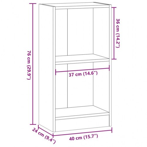 Bogreol 40×24×76 cm i konstrueret træ - egetræsfarve