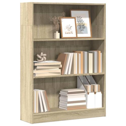 Bogreol 80x24x109 cm konstrueret træ sonoma-eg