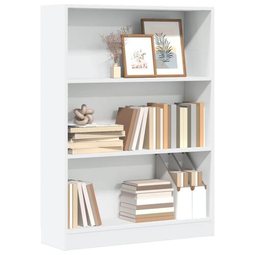 Bogreol 80x24x109 cm konstrueret træ hvid