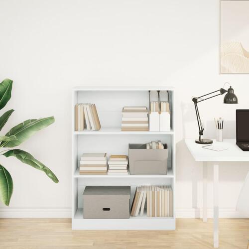 Bogreol 80x24x109 cm konstrueret træ hvid