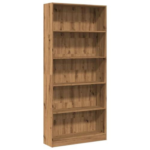 Bogreol 80x24x176 cm konstrueret træ egetræsfarve