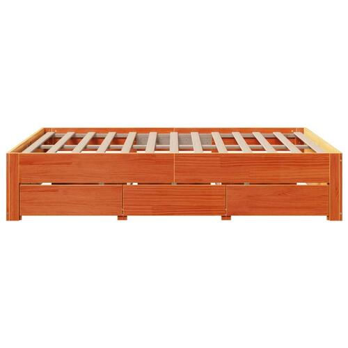Sengeramme m. skuffer 140x190 cm uden madras massivt fyr brun
