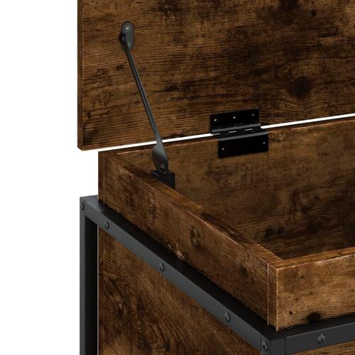 Opbevaringsboks med låg 80x40x51,5 cm konstrueret træ røget eg