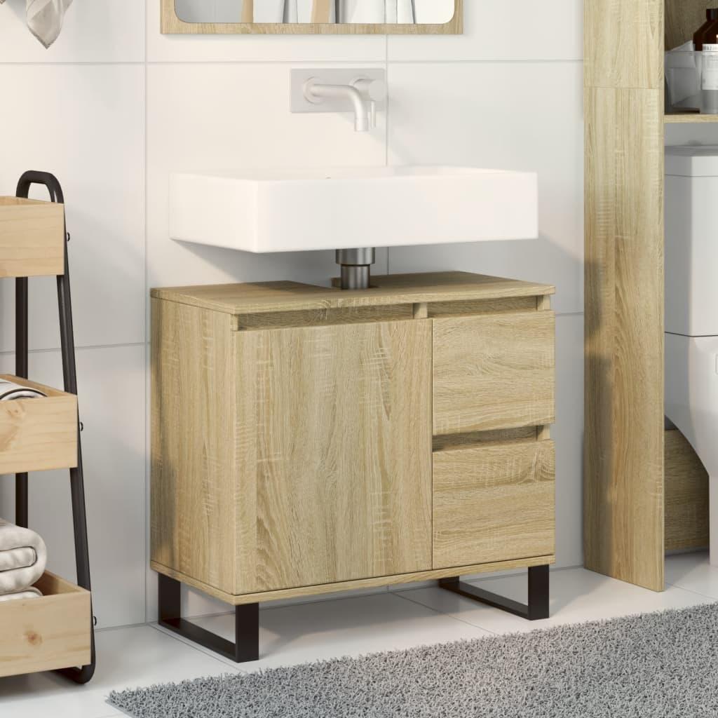 Badeværelsesskab 65x33x60 cm konstrueret træ sonoma-eg