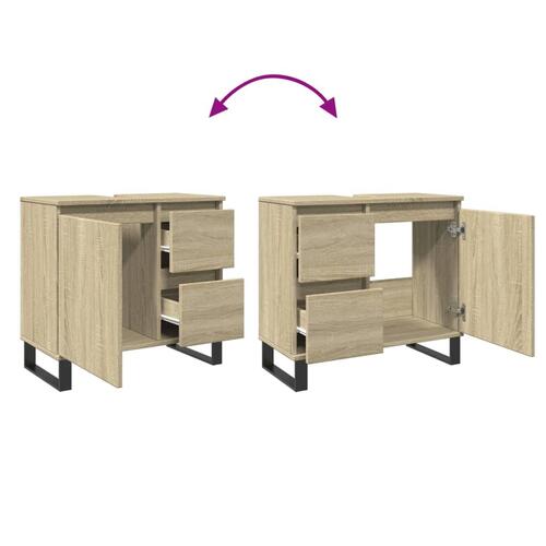 Badeværelsesskab 65x33x60 cm konstrueret træ sonoma-eg