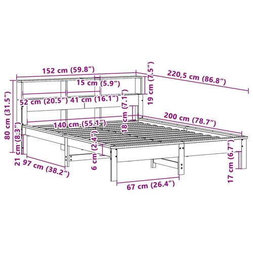 Sengeramme uden madras 140x200 cm massivt fyr gyldenbrun