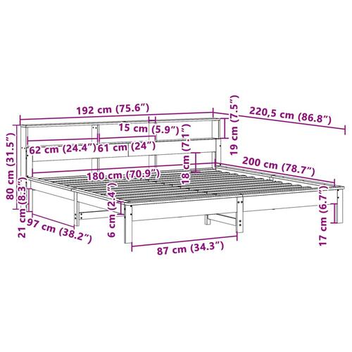 Sengeramme uden madras 180x200 cm massivt fyrretræ gyldenbrun