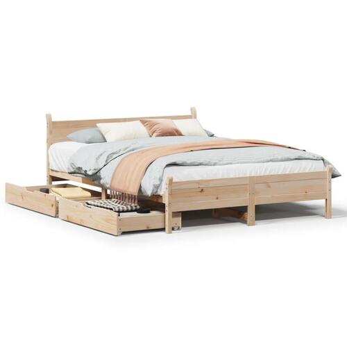 Sengeramme uden madras 135x190 cm massivt fyrretræ hvid