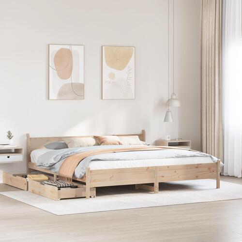 Sengeramme uden madras 200x200 cm massivt fyrretræ