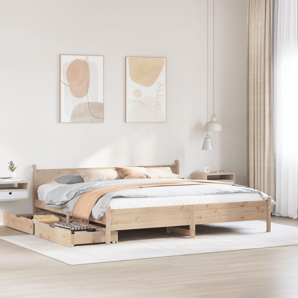 Sengeramme uden madras 200x200 cm massivt fyrretræ