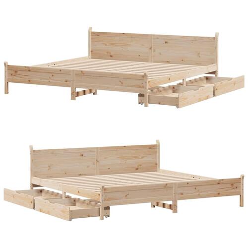 Sengeramme uden madras 200x200 cm massivt fyrretræ