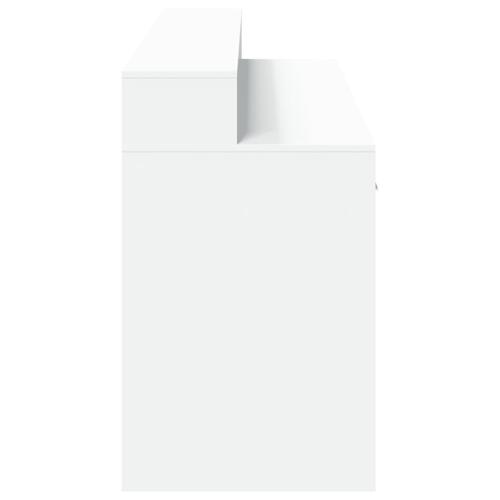 Skrivebord med LED-lys 160x55x91 cm konstrueret træ hvid