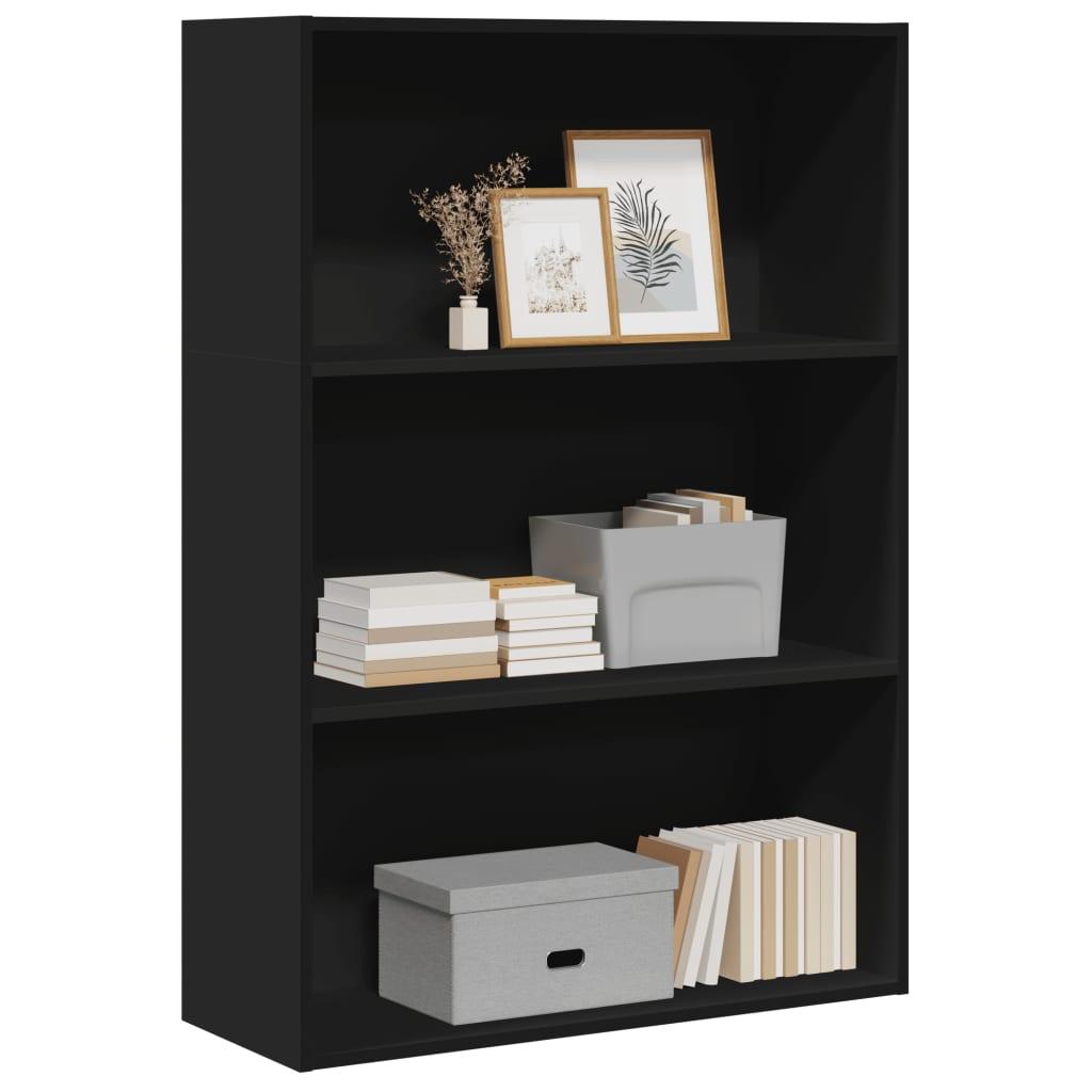 Bogreol 80x30x114 cm konstrueret træ sort