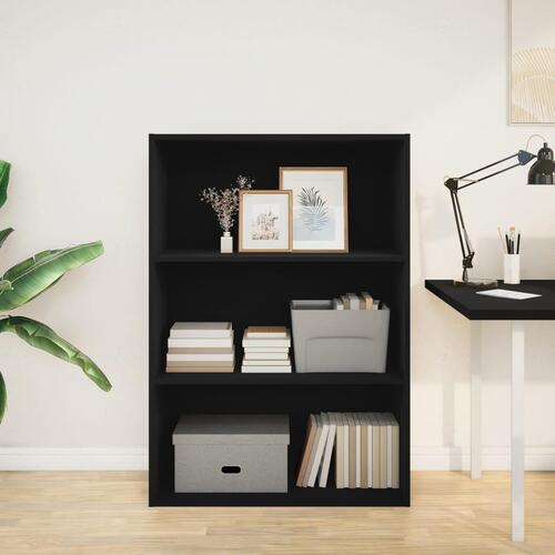 Bogreol 80x30x114 cm konstrueret træ sort