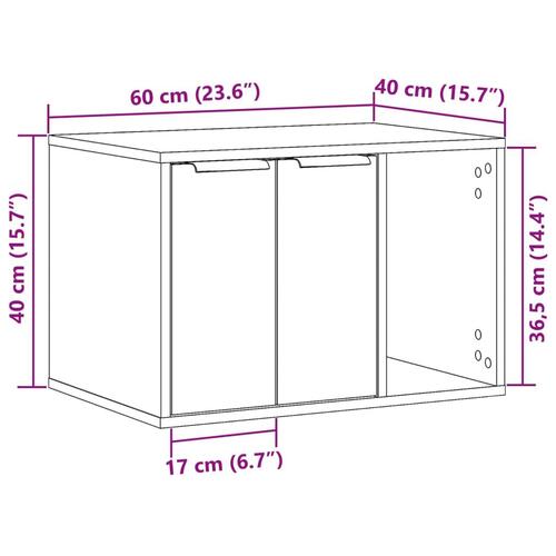 Toiletskjuler kattebakke 60x40x40 cm konstrueret træ betongrå