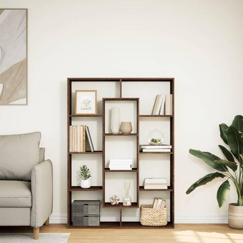 Bogreol 102x29x143 cm konstrueret træ brun egetræ