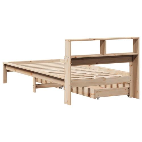 Seng med reol uden madras 100x200 cm massivt fyrretræ