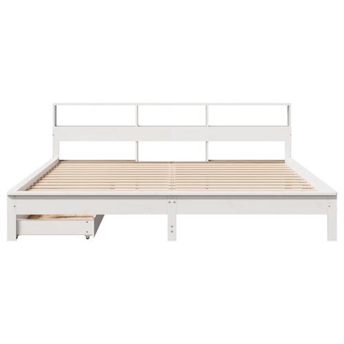 Seng med reol uden madras 180x200 cm massivt fyrretræ hvid