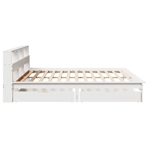 Seng med reol uden madras 180x200 cm massivt fyrretræ hvid