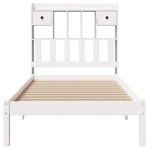 Seng med reol uden madras 75x190 cm massivt fyrretræ hvid