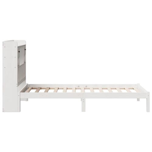 Seng med reol uden madras 75x190 cm massivt fyrretræ hvid
