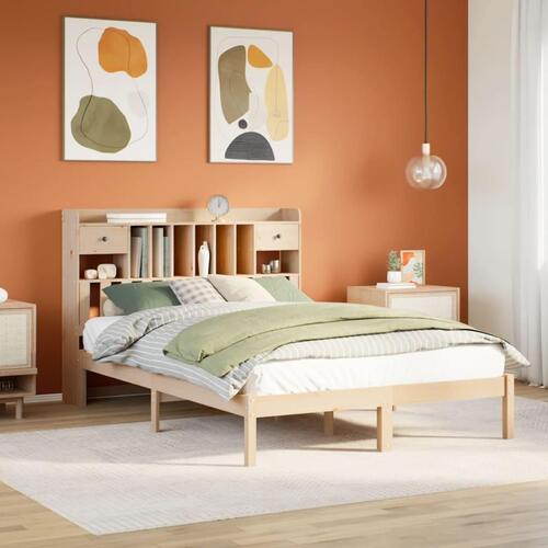 Seng med reol uden madras 140x200 cm massivt fyrretræ