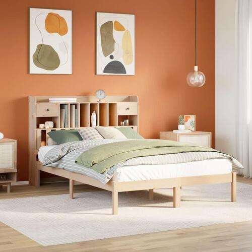 Seng med reol uden madras 140x190 cm massivt fyrretræ