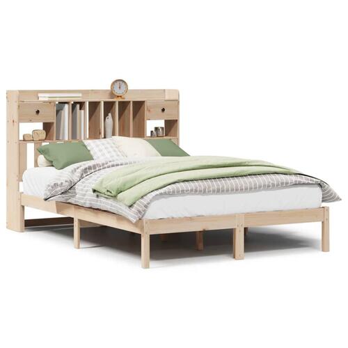 Seng med reol uden madras 140x190 cm massivt fyrretræ