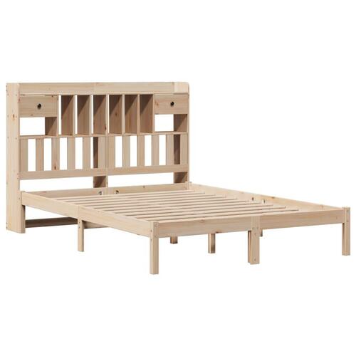 Seng med reol uden madras 140x190 cm massivt fyrretræ