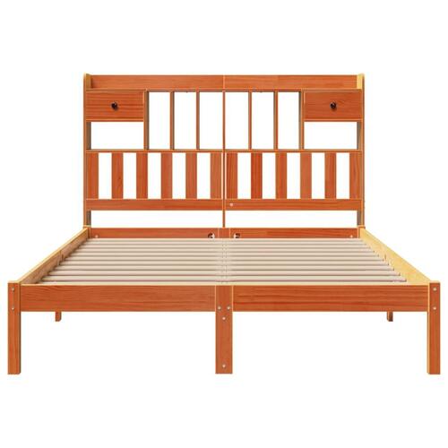 Seng med reol uden madras 150x200cm massivt fyrretræ gyldenbrun