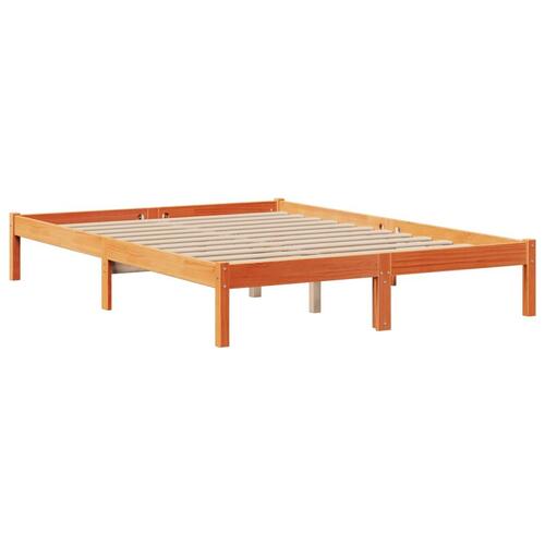 Seng med reol uden madras 150x200cm massivt fyrretræ gyldenbrun