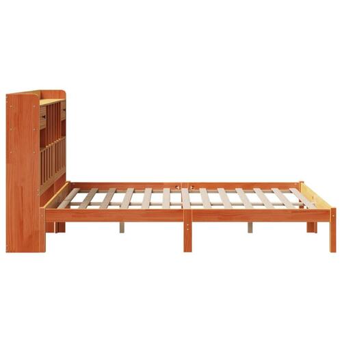 Seng med reol uden madras 150x200cm massivt fyrretræ gyldenbrun