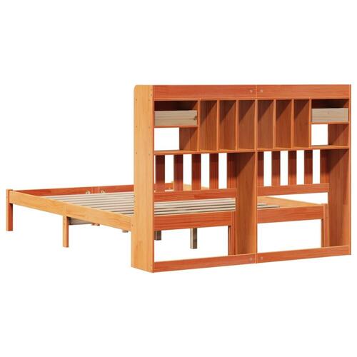Seng med reol uden madras 150x200cm massivt fyrretræ gyldenbrun