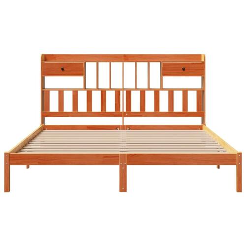 Seng med reol uden madras 180x200cm massivt fyrretræ gyldenbrun