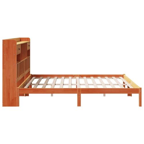 Seng med reol uden madras 180x200cm massivt fyrretræ gyldenbrun