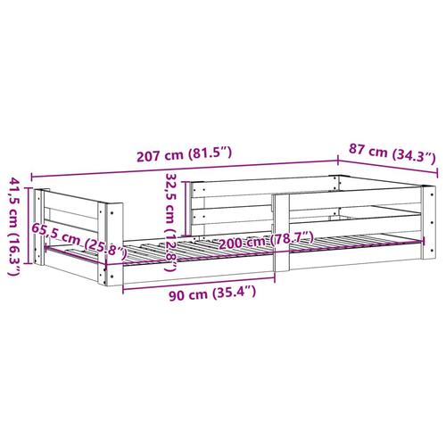 Sengeramme uden madras 80x200 cm massivt fyrretræ