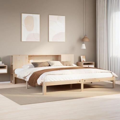 Seng med reol uden madras 180x200 cm massivt fyrretræ