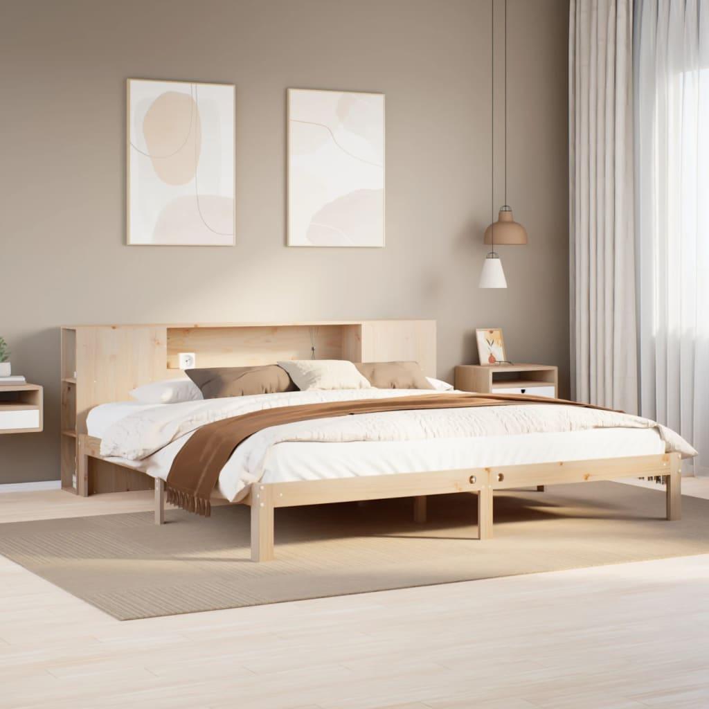 Seng med reol uden madras 180x200 cm massivt fyrretræ