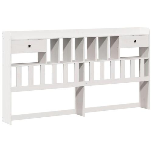 Seng med reol uden madras 200x200 cm massivt fyrretræ hvid